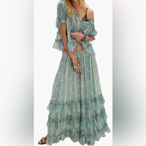 Free People Morning Mist Top and Skirt Set